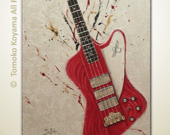 Original Painting on Canvas 24" x 48" ---Gibson Thunderbird VI-- Home Decor, Wall Art by Tomoko Koyama