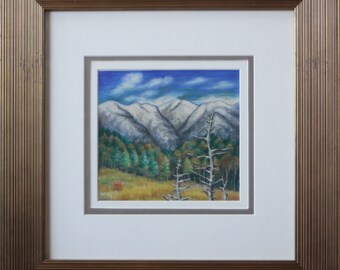 Mountain Landscape, framed art work, wall art, Traditional Japanese art by Tomoko Koyama