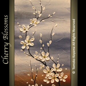 Original Modern Art  Painting on Gallery wrapped Canvas 12&quot; x 24&quot;, Home Decor, Wall Art ---Cherry Blossoms---