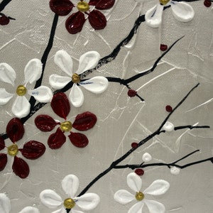 MADE TO ORDER Original Modern Art Painting on Gallery wrapped Canvas 20 x 20, Home Decor, Wall Art Plum Blossoms image 5