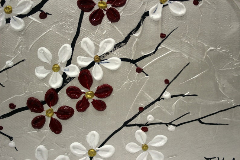 MADE TO ORDER Original Modern Art Painting on Gallery wrapped Canvas 20 x 20, Home Decor, Wall Art Plum Blossoms image 5