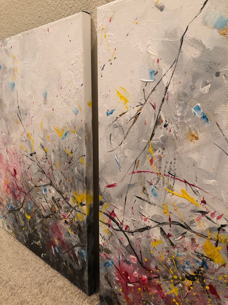 Original Modern Abstract Art Painting on Canvas 52 X 20 Home Etsy