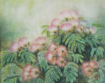 Mimosa Tree, framed art, wall art, Traditional Japanese art by Tomoko Koyama