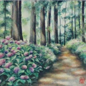 Original painting on paper, &quot;Early summer&quot; wall art, Traditional Japanese art by Tomoko Koyama  6.5&quot; x 6&quot; painting