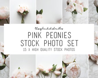 Pink Peonies Stock Images - 15 Flower Stock Photo Set For Bloggers - Instagram Social Media Photographs