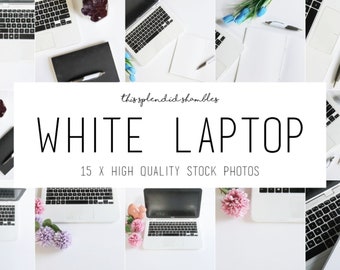 White Laptop Notebook  - 15 Stock Photos For Bloggers - Minimalist Notebook - Clean Instagram Post - Stock Images for Website