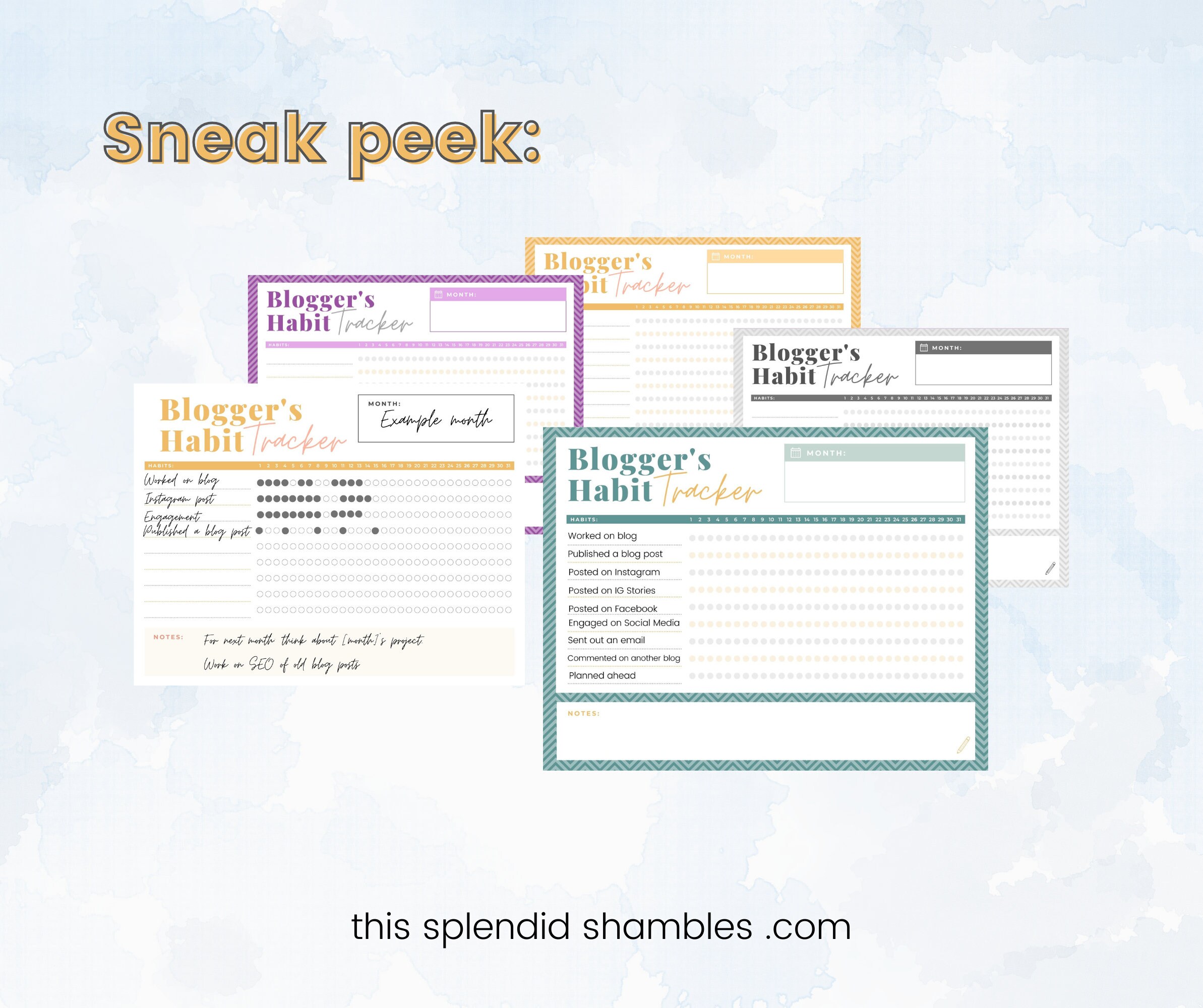 Blogger's Habit Tracker - Printable Planner for Your Blog - Blogging ...