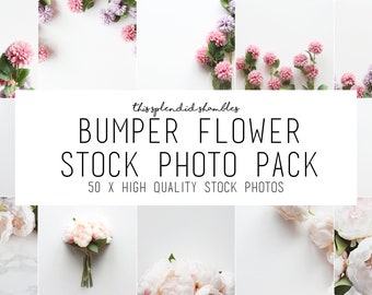 BUMPER Flower Pack - 50 Flower Stock Photos For Bloggers & Websites - Minimalist Photos for Instagram, Social Media Posts