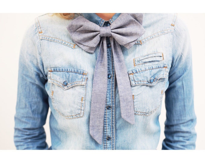 Womens Bow Tie Denim Blue Jeans Bow Tie Jeans Bow Bow Tie Etsy