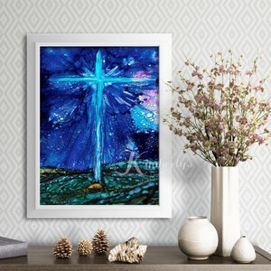 Star of Bethlehem, Alcohol Ink, Giclée Fine art Print image 2