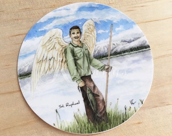 St. Raphael the Archangel - Vinyl Saint Sticker- decal, Catholic Sticker, Confirmation Gift