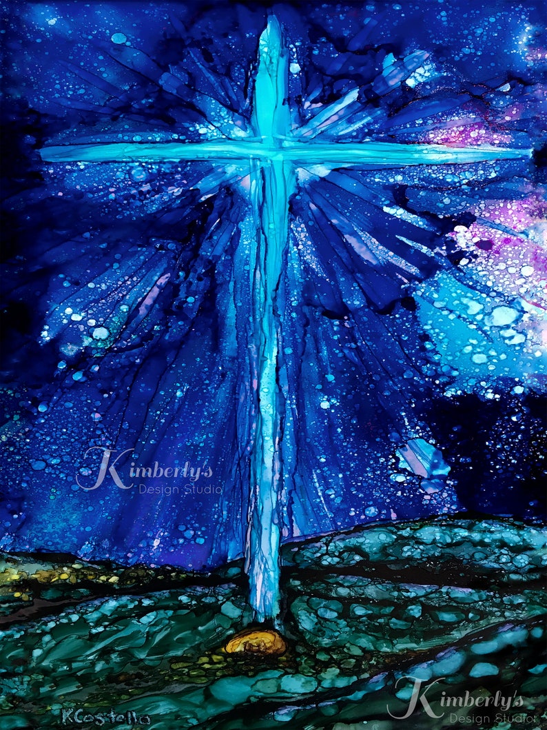 Star of Bethlehem, Alcohol Ink, Giclée Fine art Print image 3