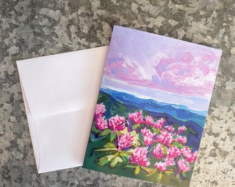 Set of 6 Assorted Abstract Mountain Painting Notecards and Envelopes; A2 Mountain Print Stationery