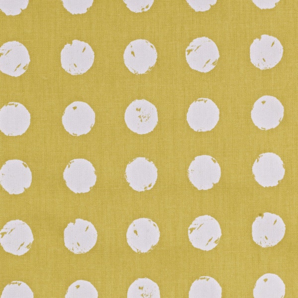 0.5 yard Oilcloth - Laminated Cotton tablecloth 52" white dots on saffron