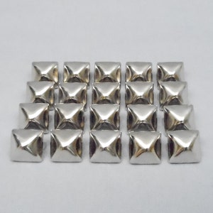 100 Silver Half Inch (12mm) Pyramid Studs - Made In The USA