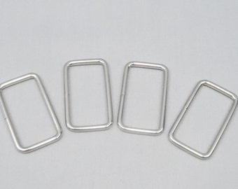 10 Silver 1.5 Inch (38mm) Zinc Alloy Rectangle Rings