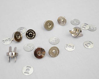 10 Silver 14mm Metal Magnetic Snaps Nickel Plated