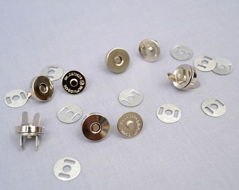 10 Silver 14mm Metal Magnetic Snaps Nickel Plated