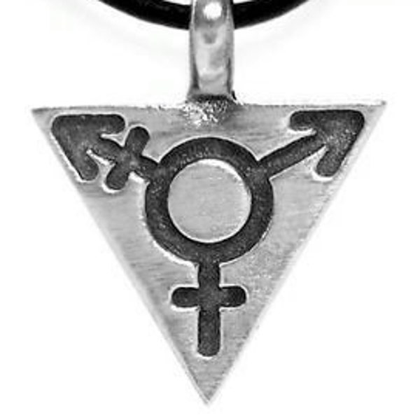 Pewter Transgender LGBT Gay Pride Triangle Pendant (306)