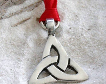 Pewter Triquetra Knot Celtic Triangle Trinity Christmas Ornament and Holiday Decoration (21A)