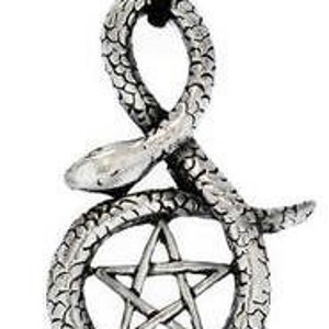 Pewter Snake Pentagram Gothic Pagan Wiccan Pentacle Pendent (30F)