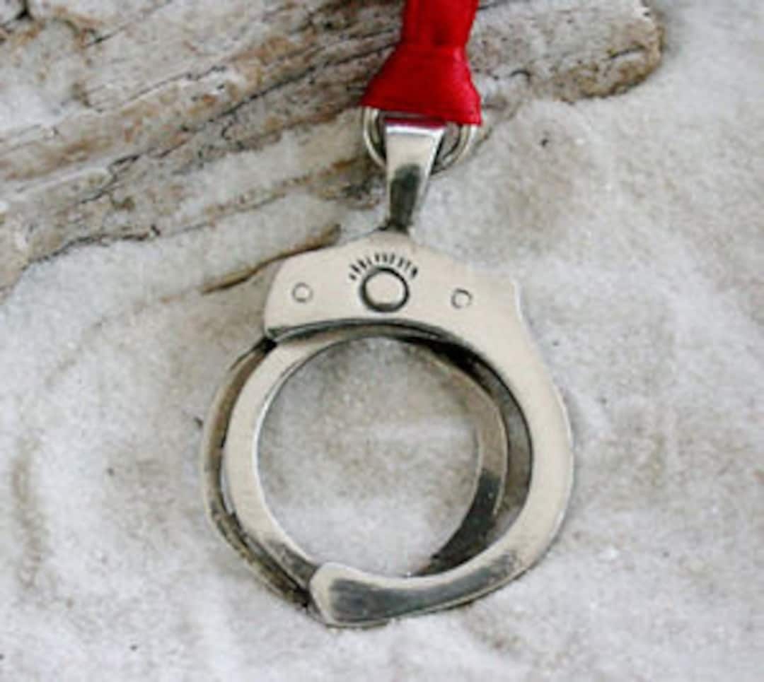 Pewter Handcuffs Hand Cuff Christmas Ornament and Holiday Decoration Handcuffs For Christmas