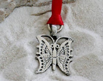 Pewter Butterfly Christmas Ornament and Holiday Decoration (22D-KC)