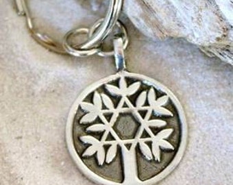 Llavero de peltre con el Árbol de la Vida y la Estrella de David (48D-KC)