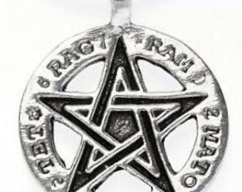 Pewter Pentagram Pagan Pentacle Tetragrammaton Runes Pendent (55H)