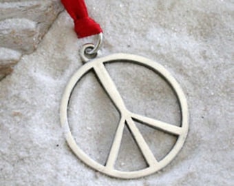 Pewter Peace Sign Yoga Love Hippie Namaste Meditation Christmas Ornament and Holiday Decoration (321)