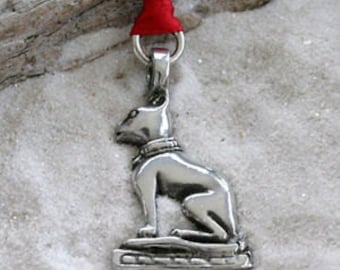 Pewter Egyptian Cat Goddess Bast Egypt Christmas Ornament and Holiday Decoration (48A)
