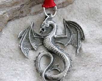Pewter Dragon Gothic Fantasy Christmas Ornament and Holiday Decoration  (52G)