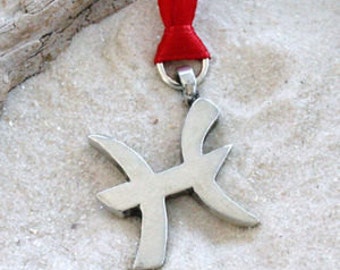 Pewter Pisces "The Fish" Zodiac Astrology Sun Sign of February March Christmas Ornament and Holiday Decoration (27B)