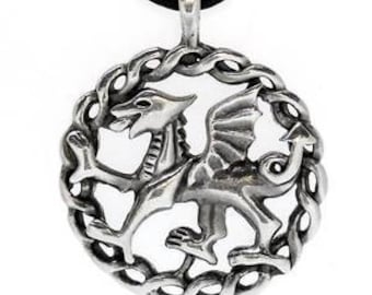 Pewter Wales Red Dragon Welsh Flag Pendant (24G)