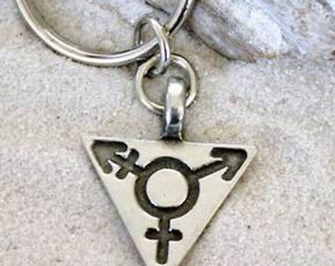 Featured listing image: Pewter Transgender LGBT Gay Pride Triangle Keychain Key Ring (306-KC)