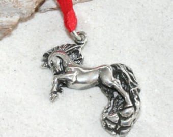 Pewter Unicorn Horse Fairy Pagan Christmas Ornament and Holiday Decoration (53F)