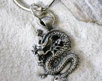 Pewter Chinese Dragon China Keychain Key Ring (25E)