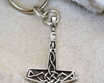 Pewter Thor's Hammer Mjolnir Norse Viking Keychain (23A-KC)