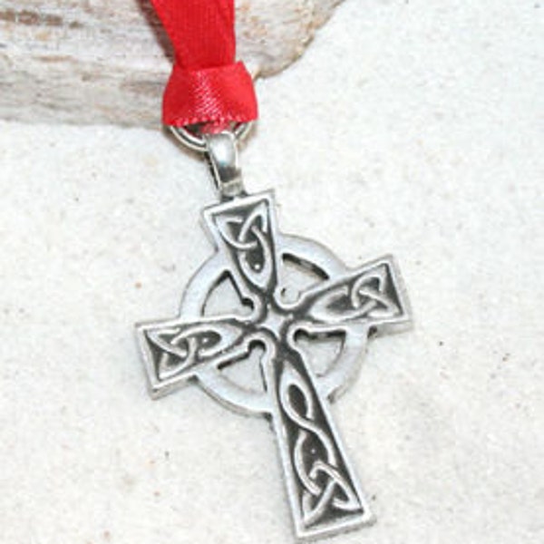 Pewter Celtic Cross Irish Wales Christmas Ornament and Holiday Decoration (300)