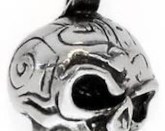 Pewter Skull Tribal Maori Silver Biker Pendant (21H)