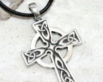 Pewter Celtic Cross Irish Wales Scotland England UK Pendant (300)