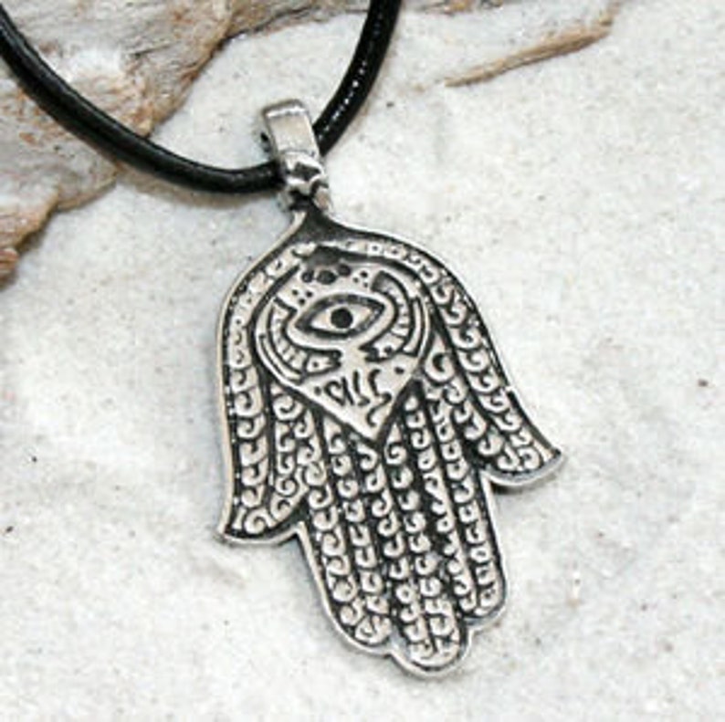 Pewter Hamsa Hand Egyptian Eye of Good Luck Fortune Love
