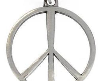 Pewter Peace Sign Yoga Love Hippie Namaste Meditation Pendant (321)