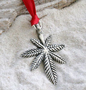 Pewter Pot Leaf Medical Marijuana Christmas Ornament And Holiday