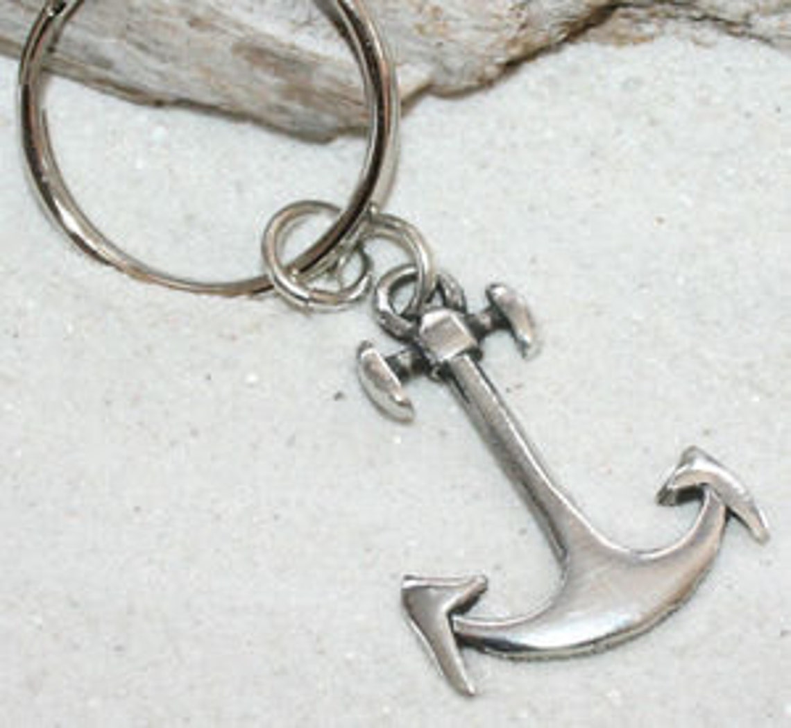 Pewter Anchor Nautical Navy Boat Keychain Key Ring 24F-KC - Etsy