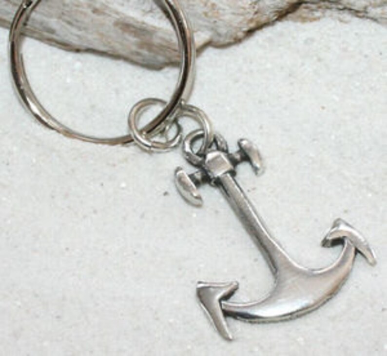 Pewter Anchor Nautical Navy Boat Keychain Key Ring 24FKC Etsy