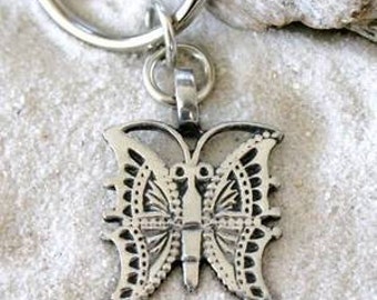 Pewter Butterfly Filigree Pendant on Leather Necklace (22D)