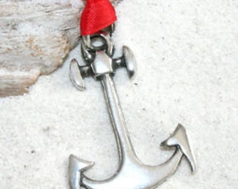 Pewter Anchor Nautical Navy Boat Christmas Ornament and Holiday Decoration (24F)