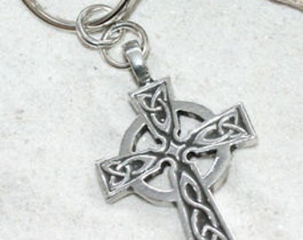 Pewter Celtic Cross Irish Wales Scotland England UK Keychain (300)