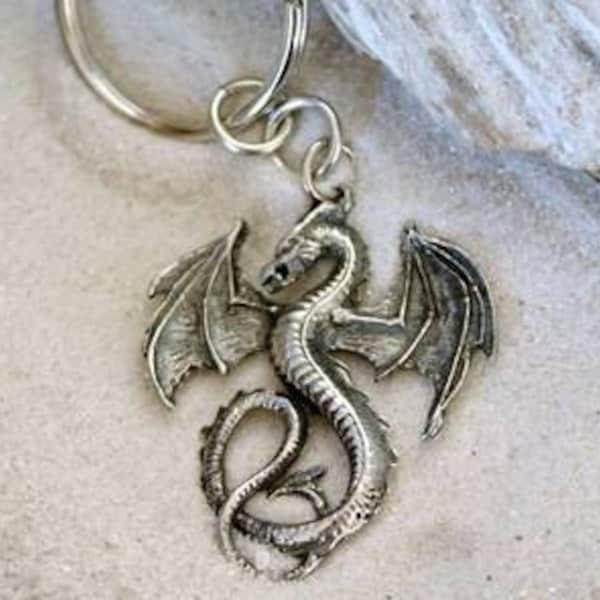 Pewter Dragon Gothic Fantasy Keychain Key Ring (52G-KC)